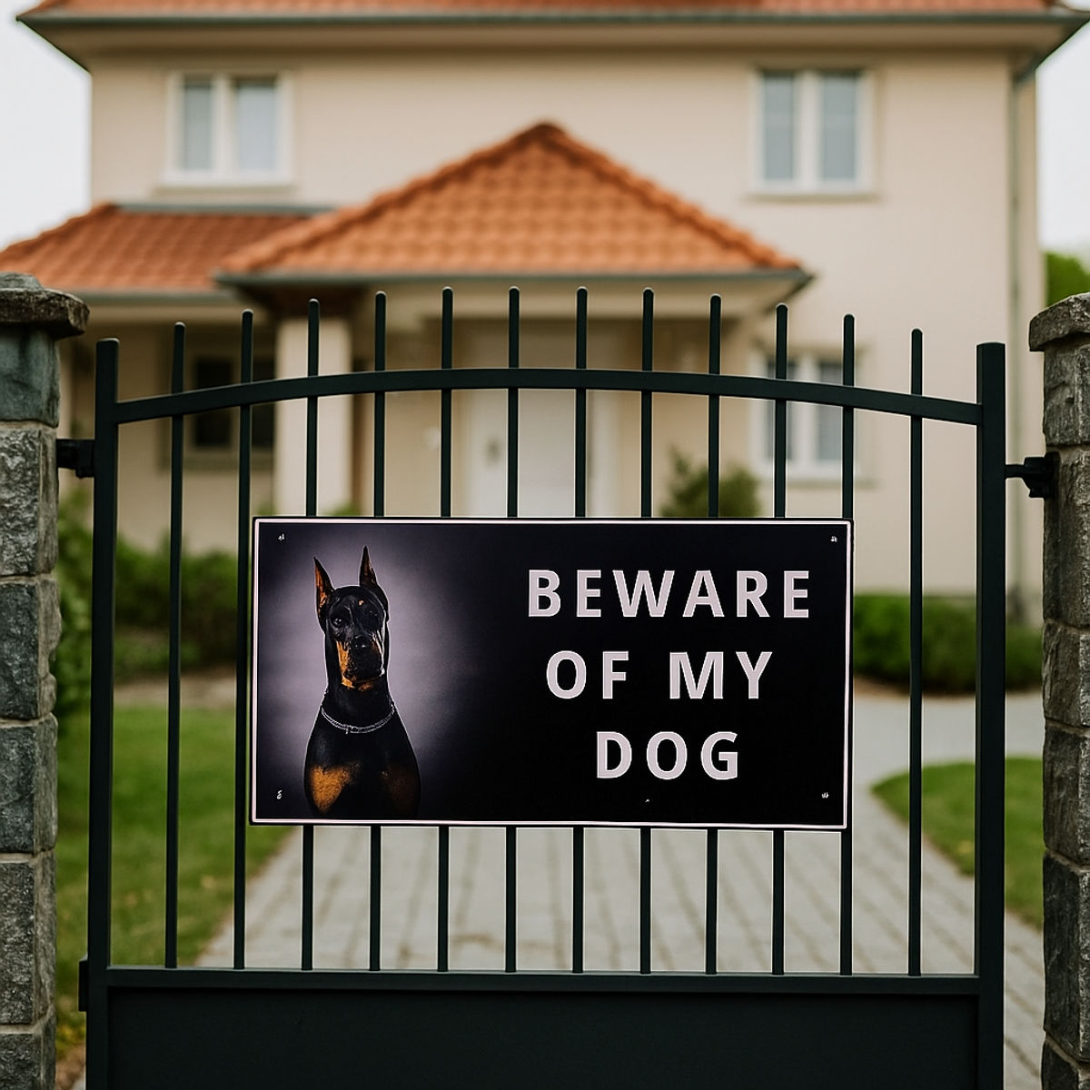 Beware of Dog Warning Sign Board – Black
