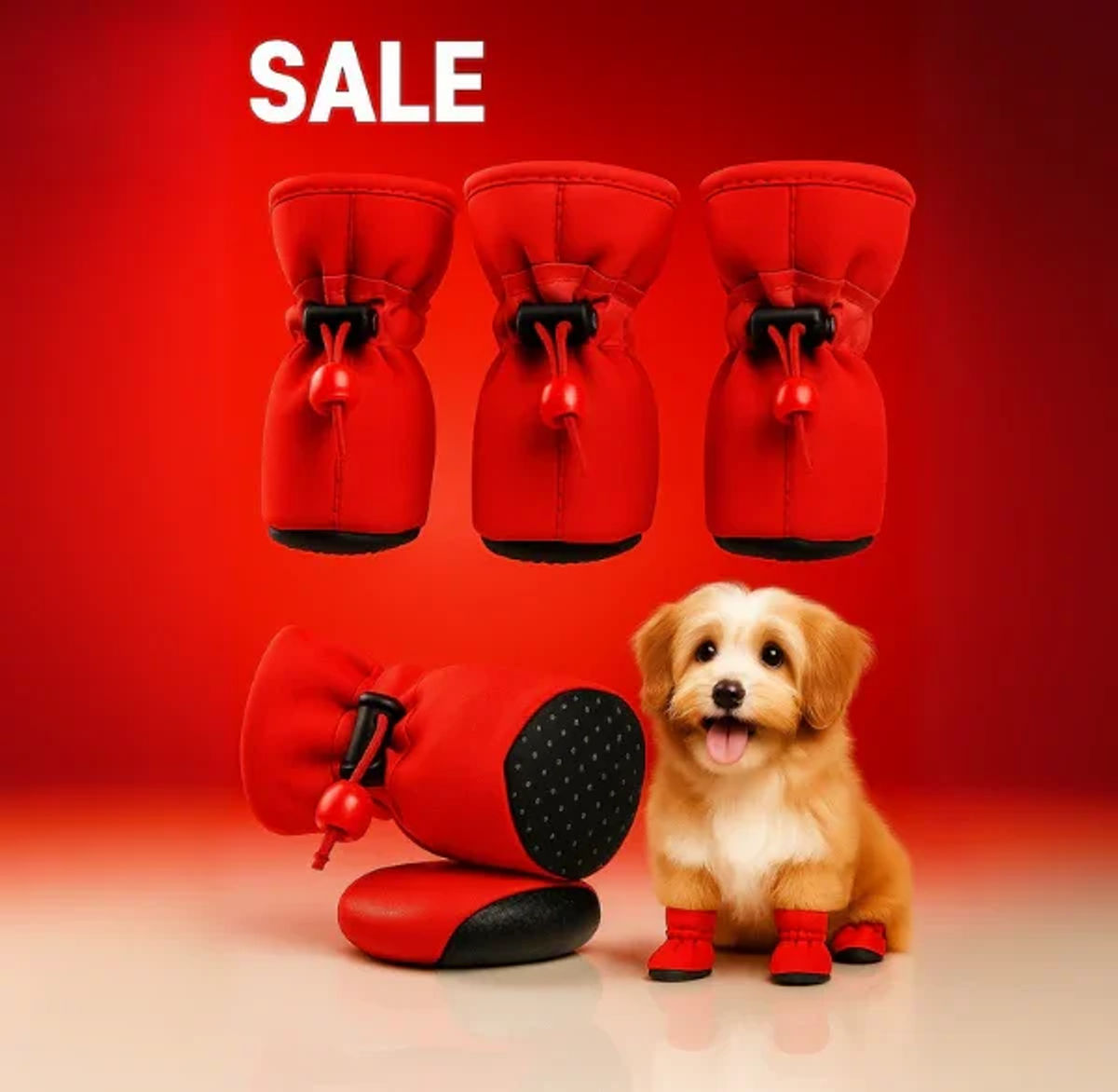 Small Dog Shoes for Shih Tzu, Pug & Toy Breeds – Red