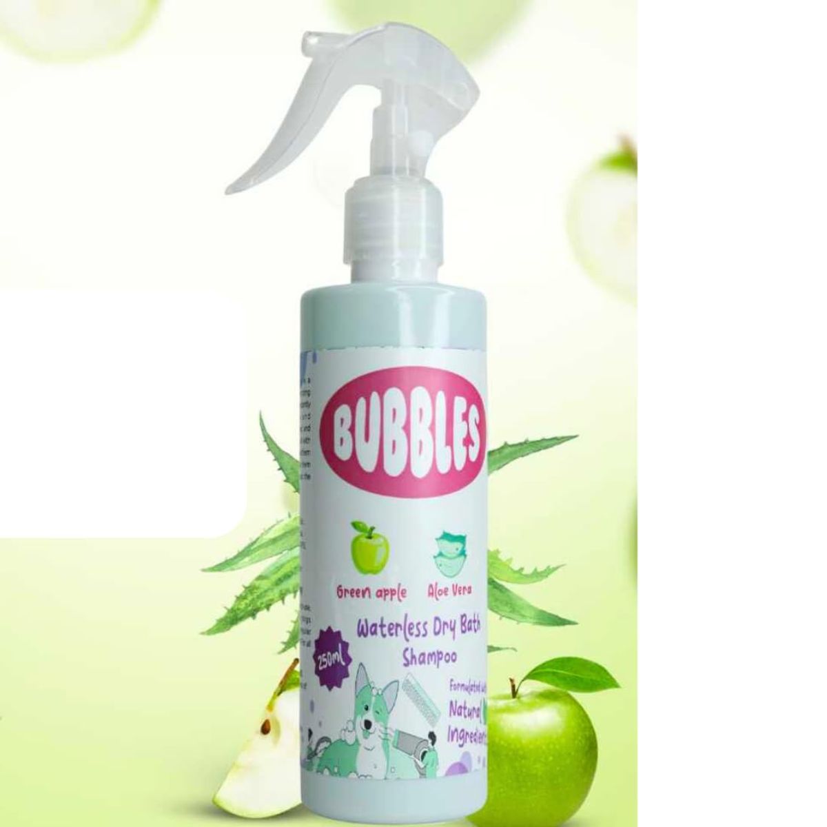 Waterless Dry Bath Spray for Dogs & Cats – Green Apple & Aloe Vera