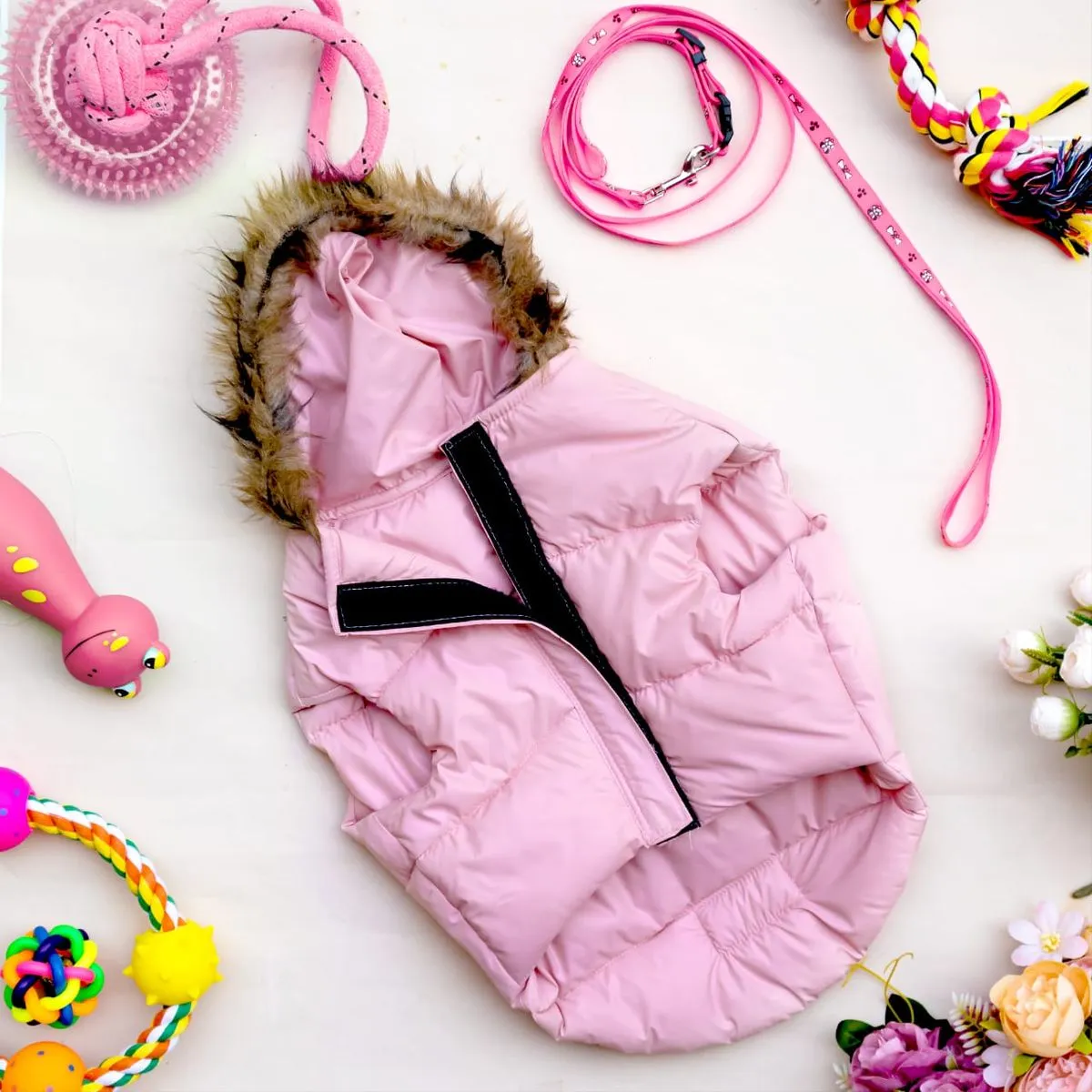 Waterproof & Windproof Puffer Jacket for Dogs – Pink
